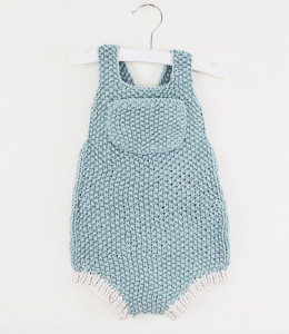 Minimalistic summer baby romper knit in seed stitch