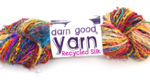 Multicolored textured recycled sari silk yarn from Darn Good Yarn