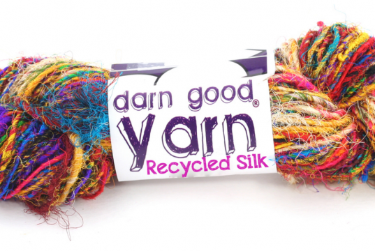 Multicolored textured recycled sari silk yarn from Darn Good Yarn