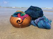 Shiny, colorful lace yarn from Darn Good Yarn