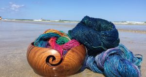 Shiny, colorful lace yarn from Darn Good Yarn